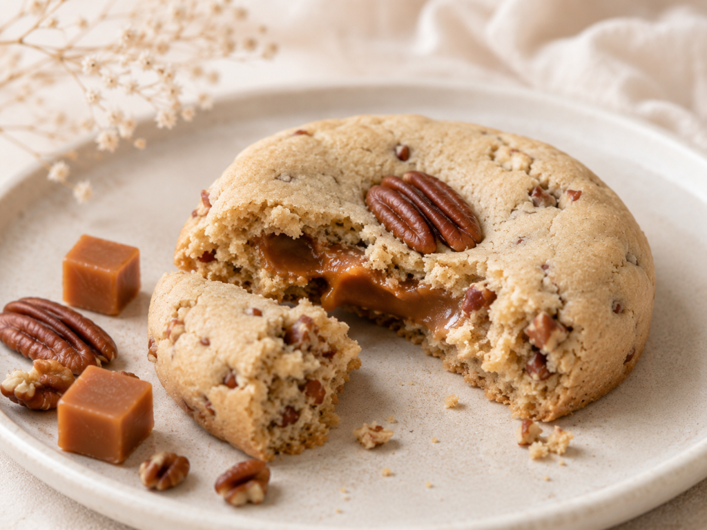 cookie caramel pécan coupé