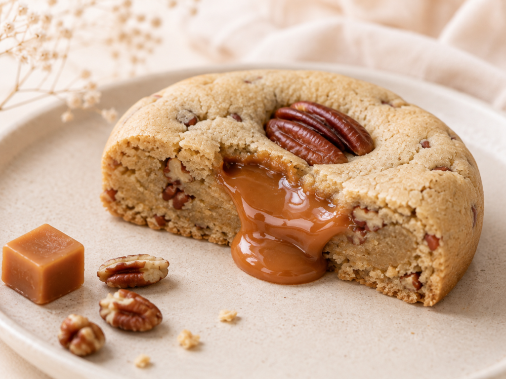 cookie caramel pecan coeur fondant