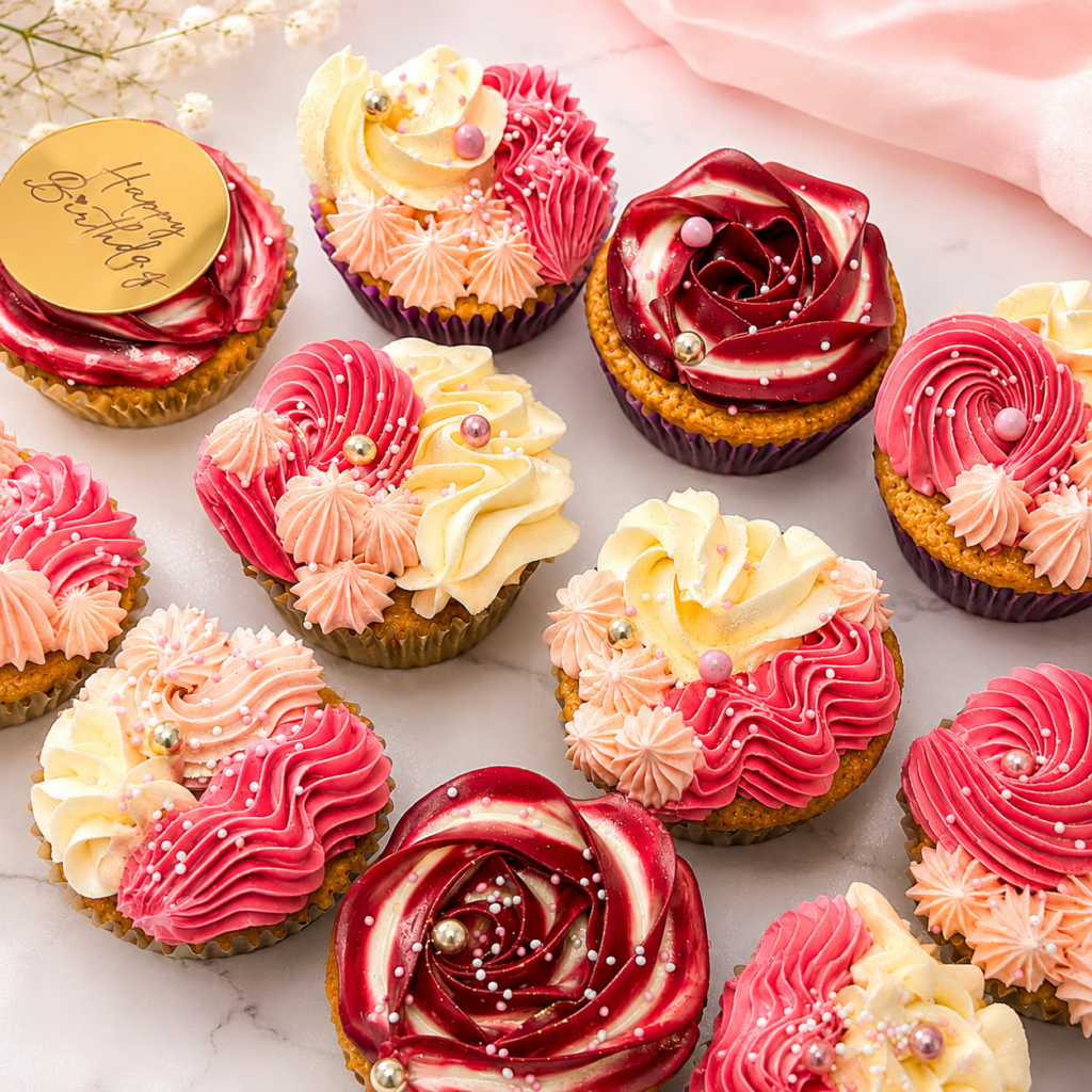 cupcake rose blanc